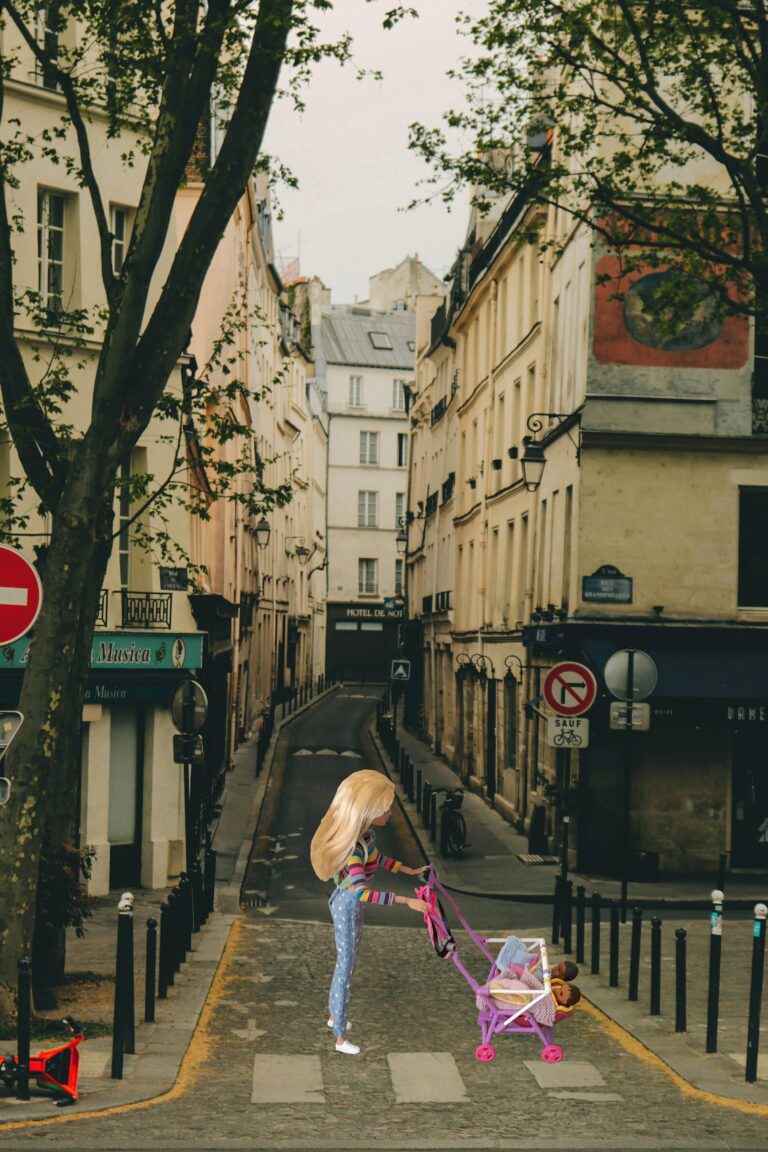 Fi crosses a little road